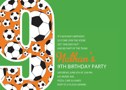 Soccer Number Nine Chocolate Invitations