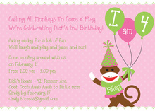 Sock Monkey Pink Invitations