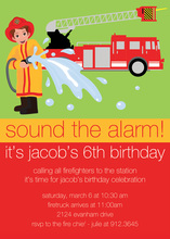 Fire Truck Chalkboard With Banners Photo Invitations