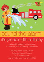 Fireman Fire Truck Birthday Invitations