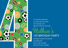 Boy Soccer Number Three Blue Invitations