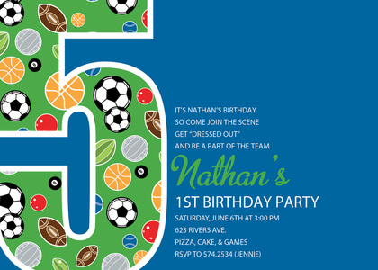 Soccer Number Five Chocolate Invitations