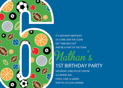 Soccer Number Six Chocolate Invitations