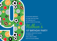 Boy Soccer Number Four Blue Invitations