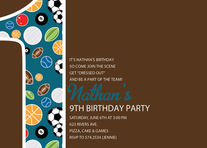 Soccer Number One Green Birthday Party Invitations