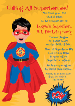 African American Super Hero Invitations