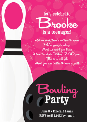 Bowling Party Numbered Paprika Invitations