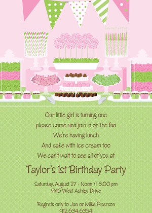 Birthday Candy Buffet Blue Invitations