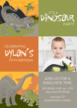 Green Dinosaur Polka Dot Invitations