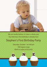 1st Birthday Tiered Cake Blue Invitation