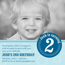 Dotted Blue Circle Photo Birthday Party Invitations