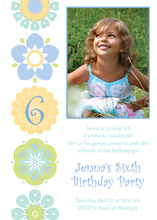 Classy Five Flowers White Birthday Party Invitations