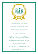 Green Gold Border Invitations