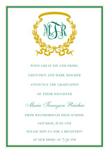 Green Gold Border Invitations