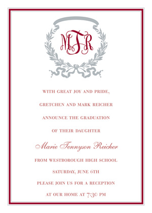 Blue Silver Border Invitations