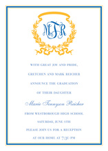 Blue Gold Border Invitations