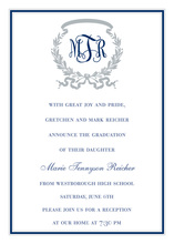 Navy Silver Border Invitations