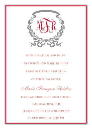 Navy Silver Border Invitations