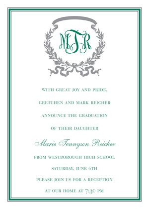 Blue Silver Border Invitations