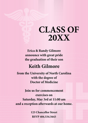 Red Medical School Graduation Invitations