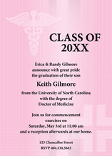 Pink Medical School Graduation Invitations