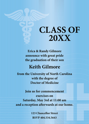 Green Medical School Graduation Invitations