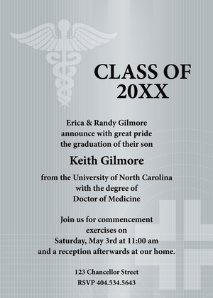 Blue Medical School Graduation Invitations