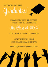 Black Hat Reaching High Gold Graduation Invitations