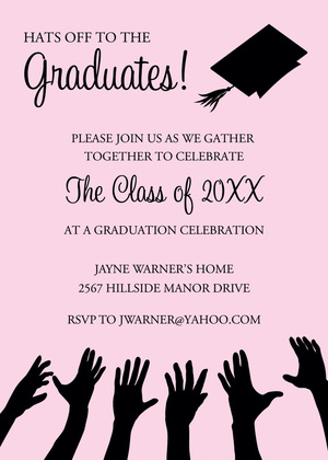 Black Hat Reaching High Blue Graduation Invitations