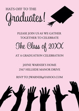 Black Hat Reaching High Pink Graduation Invitations