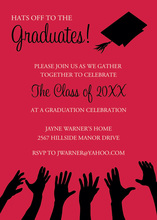 Black Hat Reaching High Red Graduation Invitations