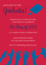 Navy Hat Reaching High Silver Graduation Invites