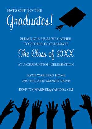 Black Hat Reaching High Gold Graduation Invitations