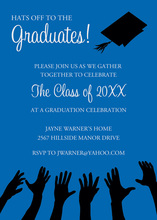 Black Hat Reaching High Blue Graduation Invitations