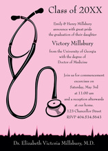 Pink Black Medical Graduation Invitations