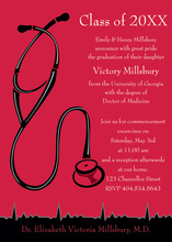 Red Black Medical Graduation Invitations