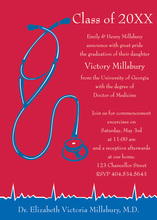 Red Blue Medical Graduation Invitations