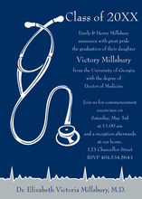 Navy Silver Medical Graduation Invitations