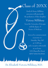 Blue White Medical Graduation Invitations