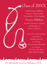 Red White Medical Graduation Invitations