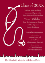 Maroon White Medical Graduation Invitations