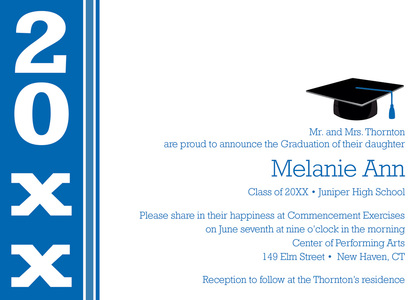 Traditional Blue Gold Graduation Invitations