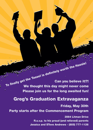 Silhouette Graduates Navy Silver Invitations