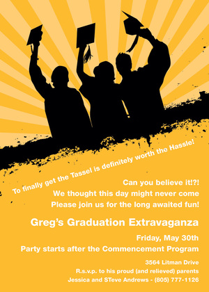 Silhouette Graduates Red Black Invitations