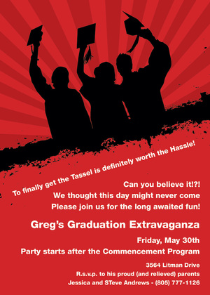 Silhouette Graduates Maroon Silver Invitations