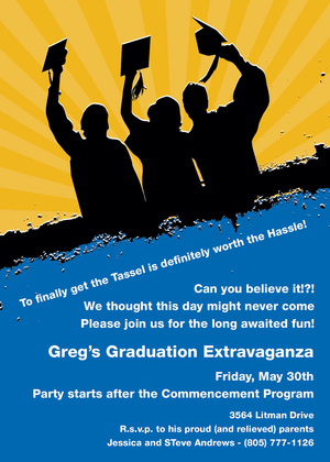 Silhouette Graduates Red Black Invitations