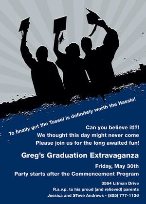 Silhouette Graduates Red Black Invitations