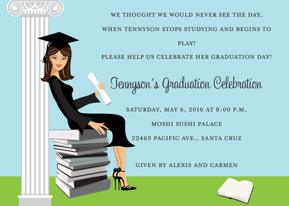 Pretty Blonde Hair Graduate Invitations