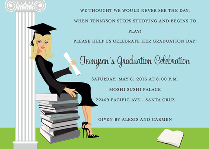 Pretty Black Hair Graduate Invitations