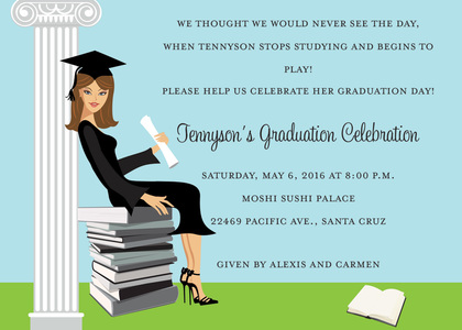 Pretty Blonde Hair Graduate Invitations